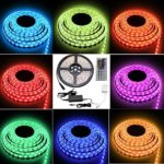 CARYLED 16.4ft 5M Waterproof Rope Lights 300 LED 5050 SMD Color Changing RGB Flexible LED Strip Light + 12V 6A Power Supply + Remote + IR Controller Muliticolored