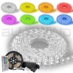 Blue Wind Led Strip Lighting 5M 16.4 Ft 5050 RGB 300leds Waterproof Flexible Color Changing Full Kit with 44 Keys IR Remote Controller +Control Box+ 12v 5A Power Supply