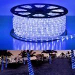 LE 150ft 110-120V AC LED Rope Lights Kit, Waterproof IP65, Blue, Accessories Included, 360° beam, LED Crystal Clear PVC Tubing Rope, Customizable Indoor/Outdoor Rope Lighting for Christmas/Wedding