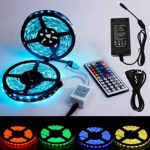xtf2015 10M/32.8ft Color Changing RGB 5050 SMD Waterproof 300 LEDs Lighting Rope Lights 30LEDs/M Flexible Strip Light Kit + Two Outputs 44key IR Remote Controller + 5A Power Supply