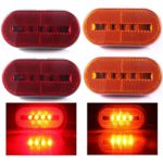 4pcs 10 Leds 4″ Oval Front Rear Side Marker Light Indicator Identification lights for Boats Truck Trailer,Sealed & Waterproof,2 Amber + 2 Red