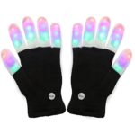 #1 Premium LED Lighting Gloves, Flashing fingers emazing lights, Rave gloves, colorful party dance gloves, Birthday, EDM, Disco, Dubstep party, 6 light flashing modes (Black – lighting fingers)