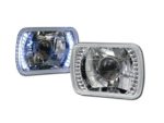 UNIVERSAL 7X6 CHROME DRL WHITE LED SEALED BEAM PROJECTOR HEAD LIGHTS LAMP H4 CA1