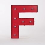 Glitzhome Vintage Marquee LED Lighted Letter F Sign Battery Operated Red