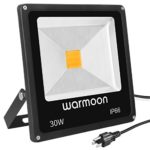 Warmoon Outdoor LED Flood Light, 30W Warm White 3200K Waterproof Security Lights with 3-Prong US Plug