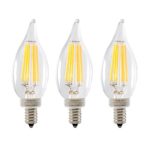 KINGSTAR CA10 6W Dimmable LED Filament Candle Light Bulb, E12 Candelabra Base Lamp, Equivalent to 60w Incandescent Bulbs, Warm White 2700K 600LM, UL Listed 3-Pack