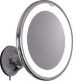 10X Magnifying Lighted Makeup Mirror With Chrome Finish, Locking Suction Mount And Ball Joint Swivel For Changing the Mirrors Angle (10X)