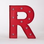 Glitzhome Vintage Marquee LED Lighted Letter R Sign Battery Operated Red