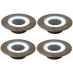 (4 Pack) Commercial Grade 8 LED White Halo Solar Round Recessed Deck Dock Patio Pathway Light