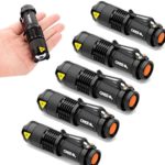 Goldenguy 5 Pack Mini Cree Q5 LED Flashlight Torch 7w 350lm Adjustable Focus Zoomable Light (Black)