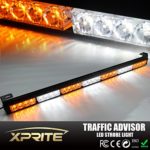 Xprite 31.5″ 28 LED White & Yellow 7 Modes Traffic Advisor Emergency Warning Vehicle Strobe Light Bar Kit