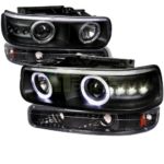Chevy Silverado Tahoe Suburban Black Halo Led Projector headlights, bumper light