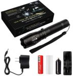 Super Bright CREE XML T6 LED Aluminum Flashlight Rechargeable Portable Outdoor Water Resistant Torch with Adjustable Focus Zoomable and 5 Modes for Camping Hunting Hiking etc(A100 King-size)