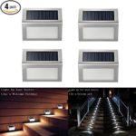 [UPGRADED]iThird Solar Step Lights 3 LED Solar Powered Stair Lights Outdoor Lighting for Steps Paths Patio Decks 4 Pack