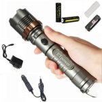 ETpower 1800 LM XM-L T6 LED Zoomable Flashlight Bundle with Two 18650 Battery, Car Charger and AC Charger