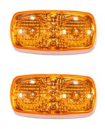 2 Amber 4″ LED Rectangle Duo Clearance Identification Fender Side Marker with Reflex Truck Trailer Lights ~ We Pay Your Sales Tax