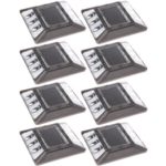 (8 Pack) White Commerical Aluminum Solar Road Stud Path Dock LED Light with Anchor