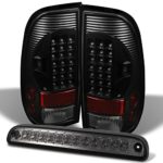 Ford F-150 Pickup Truck Black Rear LED Tail Lights Replacement + Smoked Rear 3rd Third Brake Light