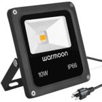 Warmoon Outdoor LED Flood Light, 10W Warm White 3200K Waterproof Security Lights with US 3-Plug for Garden,Scenic Spot,Hotel