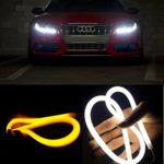 AGPtek Dual Color White-Amber Car Switchback LED Tube Strip Light Headlight DRL Daytime Running Light For Audi-Style Tube (2 x 60cm)