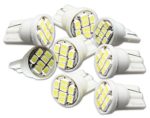 Zone Tech T10 8-SMD LED Bulb – 8-Piece Premium Quality Super Bright 8-SMD T10 12V Light LED Replacement Bulbs 168 194 2825 W5W