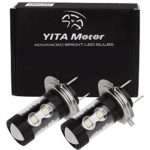YITAMOTOR 1500 Lumens 60W OSRAM H7 LED Bulbs with Projector for DRL or Fog Lights 6000K Xenon White (Pack of 2)