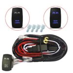 MICTUNING 12ft LED Light Bar Wiring Harness – 40Amp Relay 30Amp Fuse Laser BLUE ON-OFF Rocker Switch (REAR LIGHTS)