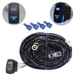 mictuning HD 300w LED Light Bar Wiring Harness 40 Amp Relay ON-OFF Rocker Switch Blue(1Lead 12ft 14AWG)