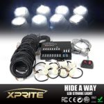 Xprite 160W 8 LED Bulbs Hide-A-Way Emergency Hazard Warning Strobe Lights – White