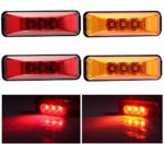 4pcs 3.9″ 3 Leds Truck Trailer 12V LED Front Rear LED Side Marker Lights indicator Lamp for Truck Trailer Boats,Sealed & waterproof,Surface Mounted Installation,2 Amber + 2 Red