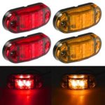 Partsam 2 Amber 2 Red 2.5″2 Diode Oval LED Trailer Truck Clearance Side Marker Trailer Truck