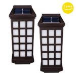 Solar Lights Outdoor, HUIHONG Outdoor Fence Lights, Wireless Waterproof LED Solar Lights for Porch,Patio,Yard,Garden,Walkways, Outside Wall with Light Sensor Auto On/Off(2 Pack)