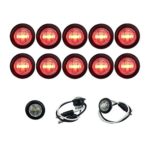 10 NEW LONG HAUL 3/4″ CLEAR/RED LED CLEARANCE MARKER BULLET MARKER LIGHTS GOOD FOR TRAILER TRUCK ETC WITH BLACK TRIM RING AND CONNECTOR ENDS