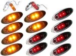 6 RED + 6 Amber 2″ AutoSmart KL-15114 Oval LED Clearance/Side Marker Light with Chrome Bezel for TRUCK TRAILER Set of 12