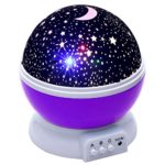 Lizber Baby Night Light Moon Star Projector 360 Degree Rotation – 4 LED Bulbs 9 Light Color Changing With USB Cable (Purple)