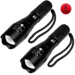 Tactical Flashlight, YIFENG 1600 LM Ultra Bright – CREE XML T6 LED Taclight As Seen On Tv with Adjustable Focus and 5 Light Modes for Camping Hiking Emergency (2 pack)