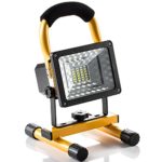 Rechargeable Work Lights, GRDE [15W 24LED] Outdoors Camping Emergency Lights with SOS Mode, Portable Floodlights with Built-in Lithium Batteries and 2 USB Ports to Charge Digital Devices (Yellow)
