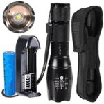 ustopfire A100 Cree XM-L2 2500Lumens LED 5-Mod Flashlight Torch Lamp with Charger and 1 x 18650 Battery and holster