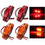 4 pcs 2 diodes Universal Surface LED Mount Clearance Side Marker Identification light for Trucks Trailers Boats,Sealed & Waterproof,2 Red + 2 Amber