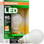 SYLVANIA ULTRA 60W LED Light Bulb Dimmable – Soft White 2700K, 25,000 hour life, E26 A19 Medium Base – Energy Star 9W