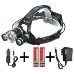 CAMTOA New 5000LM Led Headlamp,3 LED 3 X T6 Rechargeable Headlight + 2R5 LED Head lamp 4 Modes Headlight Flashlight Torch + AC Charger For Outdoor Sports Camping Biking Hunting Fishing