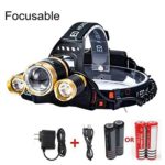 CAMTOA 5000LM Focusable Led Headlamp,3 LED 3 X T6 Rechargeable Headlight + 2R5 LED Head lamp 4 Modes Headlight Flashlight Torch For Outdoor Sports Camping Biking Hunting Fishing (Gold)