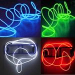 4 Pack – TDLTEK Neon Glowing Strobing Electroluminescent Wire /El Wire(Blue, Green, Red, White) + 3 Modes Battery Controllers