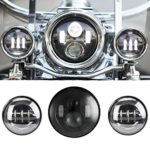 SUNPIE 7 Inch Black Motorcycle Daymaker LED Headlight + 2pcs 4-1/2″ Fog Lights for Harley Davidson LED Passing Lights Front Lights Driving Lamp Projecotor