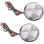 XINDELL 24 LED ATV Round Reflectors, Tail Brake Stop Marker Light, for Truck Trailer Motorcycle, 1 Pair (White)