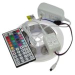 LEDwholesalers 12-Volt 16.4-ft RGB Color-Changing Kit with Controller and IR Remote, Power Supply, and LED Strip in White PCB, 2034RGB-R2+3369+3208