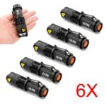 (2 Year Warranty !) 6 Mini CREE Q5 LED Flashlight Torch 7W 300LM Mini CREE LED Flashlight Torch Adjustable Focus Zoom Light Lamp for Riding Camping Hiking Hunting & Indoor Activities