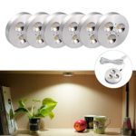 S&G Set of 6 LED Puck Lights 3000K Warm White Under Counter Lighting 1440lm Under Cabinet Lighting Total of 18W with Switch Control LED Kitchen Lighting Closet Lights