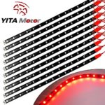 YITAMOTOR 10x 12V Car Motorcycle 30CM 15SMD LED Waterproof Flexible Pure Red Light Strip