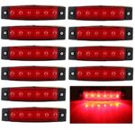 10x 6 LED Red Clearence Truck Bus Trailer Side Marker Indicators Light Tail Taillight Brake Stop Lamp 12V